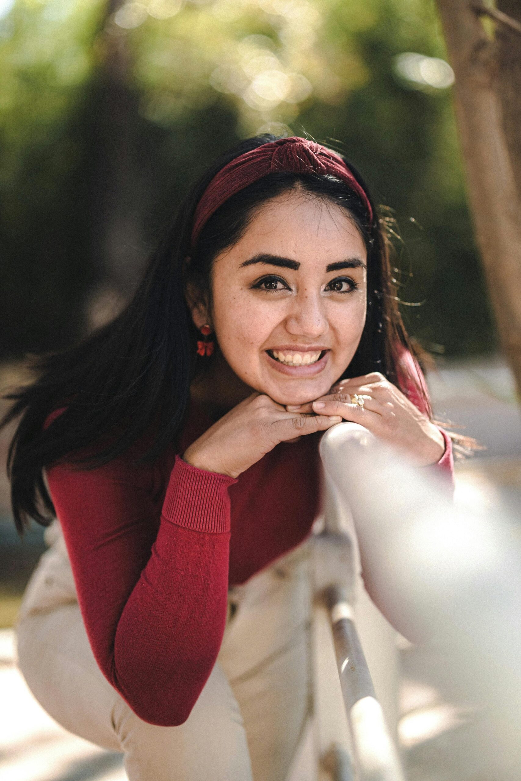 Cheerful young woman posing with a smile outdoors in Venado, Mexico.
